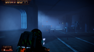 Shepard advances through an eerie environment.  