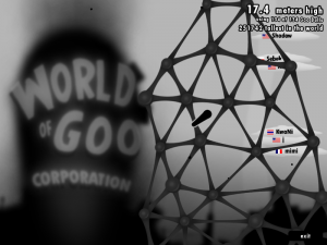 The World of Goo Corporation sandbox mode pits the player against other goo-ers around the world.  No where to go but up!