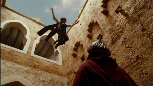 Dastan's martial ability is overshadowed by his ability to jump from place to place without breaking anything.
