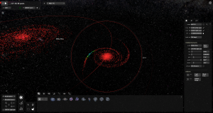 Here you can see how the gravitational force from the Milky Way is affecting this nearby galaxy in my model