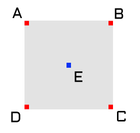 Step 2, set the value for the square's center point, point E. 