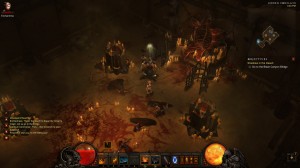 Diablo 3 shows its roots: cultists here have disemboweled a cow and smeared its blood everywhere. Ew... 