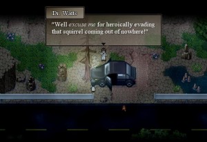 "Well, excuse me for heroically evading that squirrel coming out of nowhere!" The game uses the humor of Watts to offset the gravity of the story.